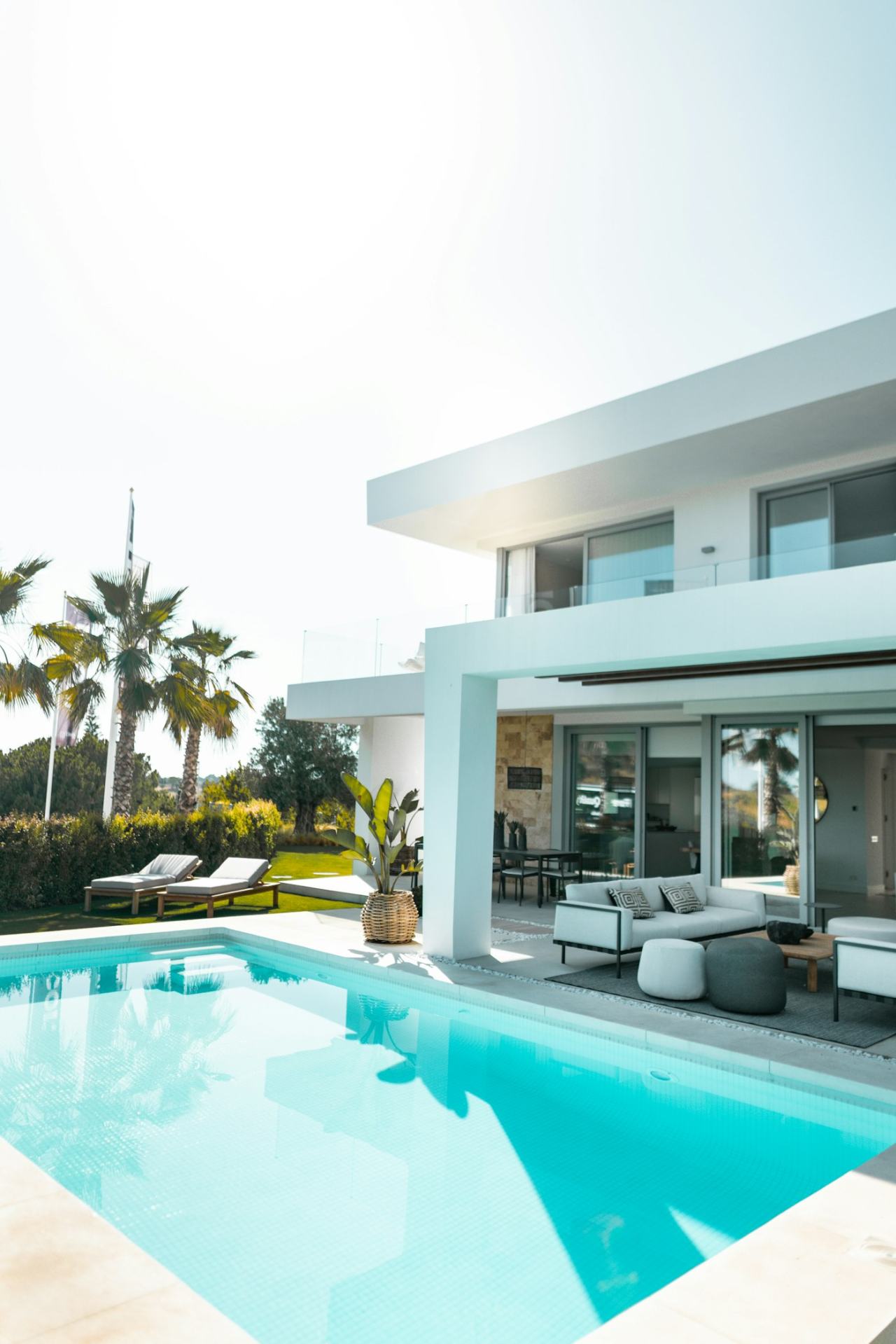 White Villa with Loungers